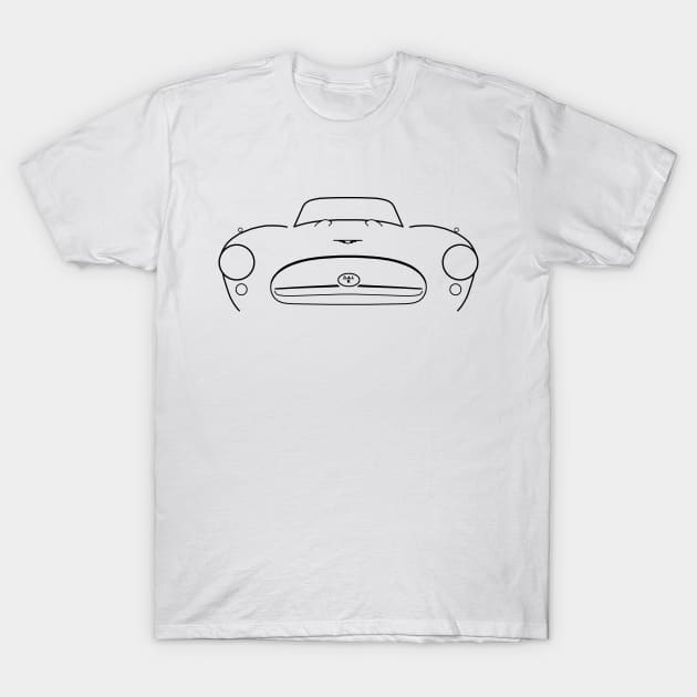 Jensen 541R 1950s British classic car black outline graphic T-Shirt by soitwouldseem